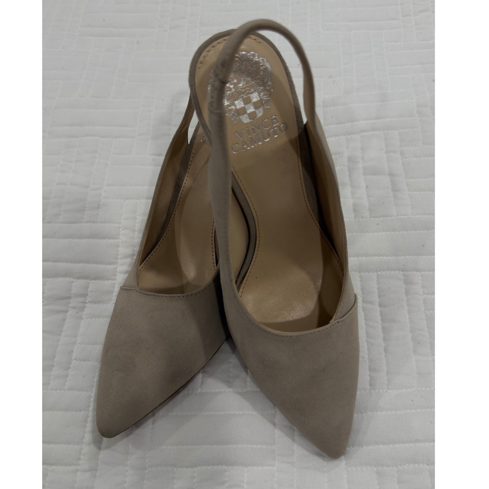 Vince Camuto Women Taupe Suede Slingback Pointed Toe Pumps Heels Size 8.5 M 39